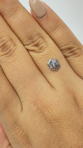 0.85ct | Salt & Pepper Hexagon Shape Rose Cut Diamond - Modern Rustic Diamond