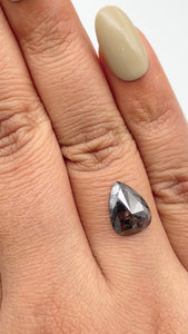 1.80ct | Salt & Pepper Pear Shape Rose Cut Diamond - Modern Rustic Diamond
