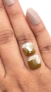 5.79cttw | Salt & Pepper Cushion Shape Rose Cut Diamond Matched Pair - Modern Rustic Diamond