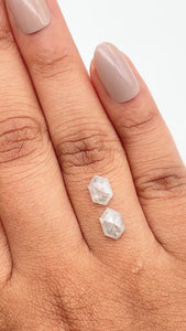 1.70cttw | Salt & Pepper Hexagon Shape Rose Cut Diamond Matched Pair - Modern Rustic Diamond