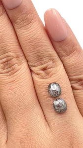 2.48cttw | Rustic Cushion Shape Rose Cut Diamond Matched Pair - Modern Rustic Diamond