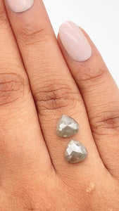 2.74cttw | Rustic  Pear Shape Rose Cut Diamond Matched Pair - Modern Rustic Diamond