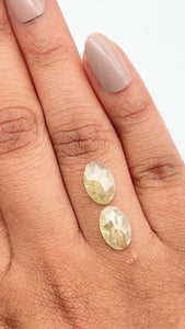 3.12cttw | Salt & Pepper Oval Shape Rose Cut Diamond Matched Pair - Modern Rustic Diamond