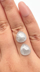 11.33cttw | Rustic  Pear Shape Rose Cut Diamond Matched Pair - Modern Rustic Diamond