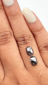 2.03cttw | Rustic  Cushion Shape Rose Cut Diamond Matched Pair - Modern Rustic Diamond