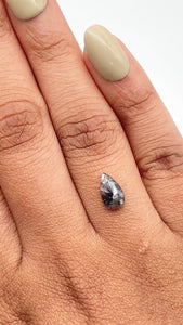 1.24ct | Salt & Pepper Pear Shape Rose Cut Diamond - Modern Rustic Diamond