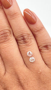 0.63cttw | H-G SI Round Shape Rose Cut Diamond Matched Pair - Modern Rustic Diamond