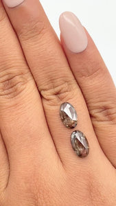 3.43cttw | Rustic Oval Shape Rose Cut Diamond Matched Pair - Modern Rustic Diamond
