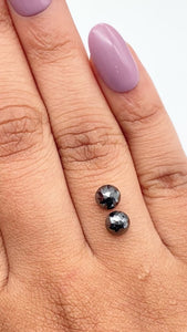 1.91cttw | Black Round Shape Rose Cut Diamond Matched Pair - Modern Rustic Diamond