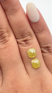 3.47cttw | Salt & Pepper Cushion Shape Rose Cut Diamond Matched Pair - Modern Rustic Diamond