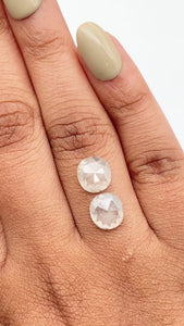 3.43cttw | Salt & Pepper Cushion Shape Rose Cut Diamond Matched Pair - Modern Rustic Diamond