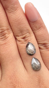 4.68cttw | Rustic Pear Shape Rose Cut Diamond Matched Pair - Modern Rustic Diamond