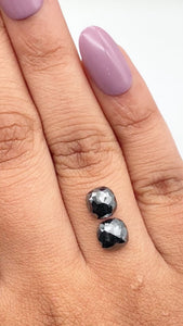 2.49cttw | Black Cushion Shape Rose Cut Diamond Matched Pair - Modern Rustic Diamond
