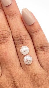 2.88cttw | Salt & Pepper Round Shape Rose Cut Diamond Matched Pair - Modern Rustic Diamond