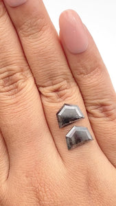 2.90cttw | Rstc  Shield Shape Rose Cut Diamond Matched Pair - Modern Rustic Diamond