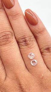 0.66cttw | G-H VS-SI Round Shape Rose Cut Diamond Matched Pair - Modern Rustic Diamond