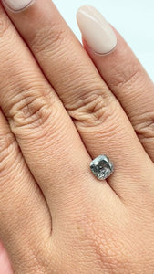 1.77ct | Salt & Pepper Cushion Shape Rose Cut Diamond - Modern Rustic Diamond