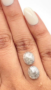 5.06cttw | Rustic Oval Shape Rose Cut Diamond Matched Pair - Modern Rustic Diamond