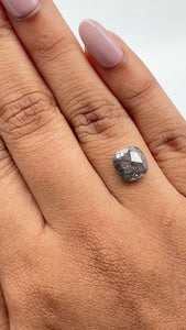 1.88ct | Salt & Pepper Cushion Shape Rose Cut Diamond - Modern Rustic Diamond