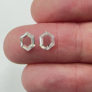 2.00cttw | H VS2 Hexagon Shape Portrait Cut Diamond Matched Pair - Modern Rustic Diamond