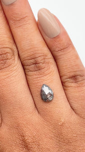 0.97ct | Salt & Pepper Pear Shape Rose Cut Diamond - Modern Rustic Diamond