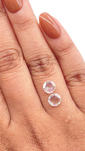 1.14cttw | D-E VVS Round Shape Rose Cut Diamond Matched Pair - Modern Rustic Diamond