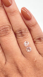 0.53cttw | E-F VVS Round Shape Rose Cut Diamond Matched Pair - Modern Rustic Diamond