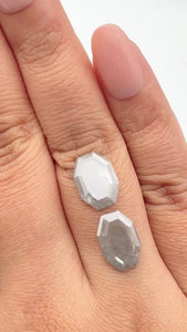 4.34cttw | Salt & Pepper Octagonal Shape Rose Cut Diamond Matched Pair - Modern Rustic Diamond