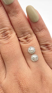 1.65cttw | Salt & Pepper Round Shape Rose Cut Diamond Matched Pair - Modern Rustic Diamond