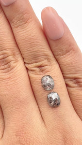 2.02cttw | Rustic Oval Shape Rose Cut Diamond Matched Pair - Modern Rustic Diamond