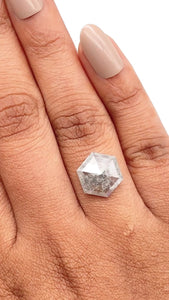 3.74ct | Salt & Pepper Hexagon Shape Rose Cut Diamond - Modern Rustic Diamond
