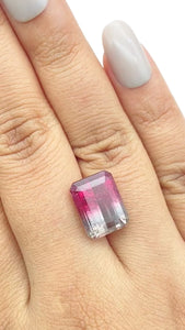 8.17ct |  Emerald Shape Step Cut Tourmaline - Modern Rustic Diamond