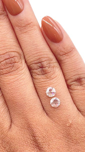 0.89cttw | H-I SI Round Shape Rose Cut Diamond Matched Pair - Modern Rustic Diamond