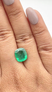3.36ct | Brilliant Cut Cushion Shape Brazil Emerald - Modern Rustic Diamond
