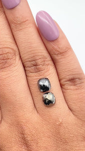 2.38cttw | Black Cushion Shape Rose Cut Diamond Matched Pair - Modern Rustic Diamond